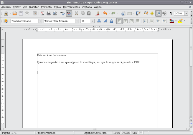 documento en OpenOffice